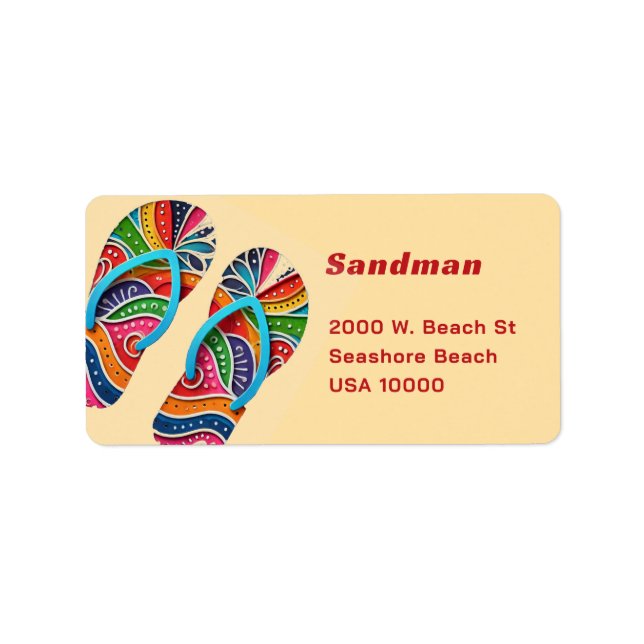Fun Decorated Painted Flip Flops Address Label (Front)