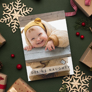 Fun Define Naughty   Photo Christmas Holiday Card