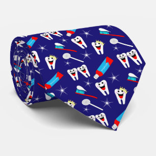 Fun Dental Clinic Dentist Cartoon Teeth Pattern Tie