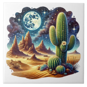 Fun desert scene lovers ceramic tile