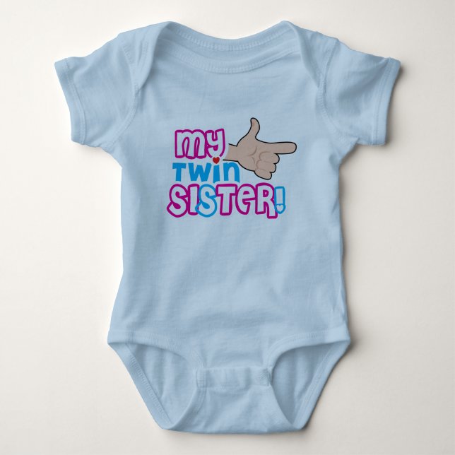 fun design for twin new born baby bodysuit (Front)