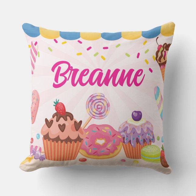 Fun Desserts and Candies Throw Pillow (Front)