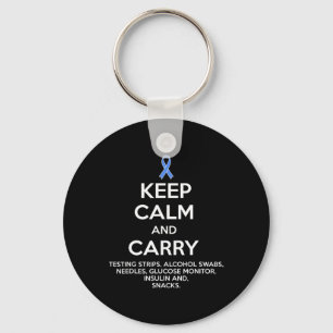 Fun Diabetic Keep Calm Type 1 Type 2 Diabetes Awar Key Ring