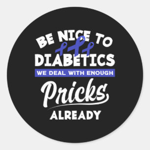 Fun Diabetic Type 1 Diabetes T1d Diabetes Awarenes Classic Round Sticker