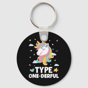 Fun Diabetic Type 1 Diabetes Type One-derful Unico Key Ring