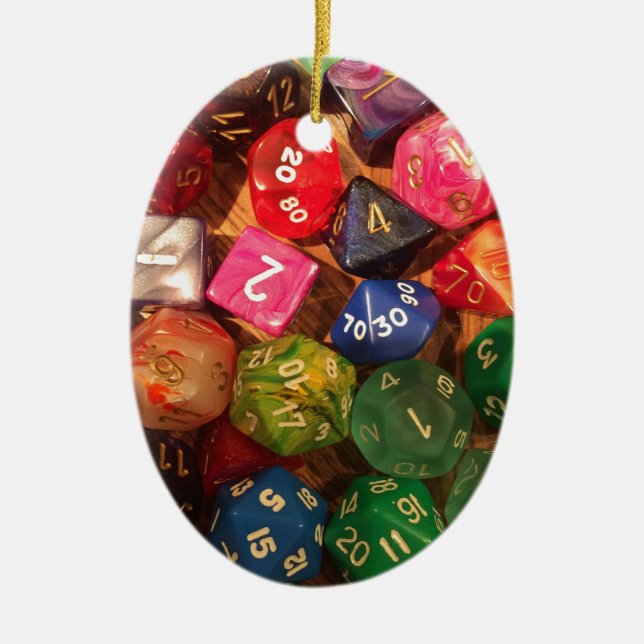 Fun Dice design for gamers Ceramic Tree Decoration (Front)