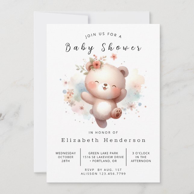 Fun Digital Bear Baby Shower Invitation (Front)