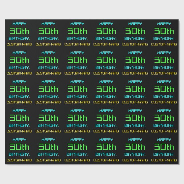 Fun Digital Computing Themed 30th Birthday Wrapping Paper (Flat)