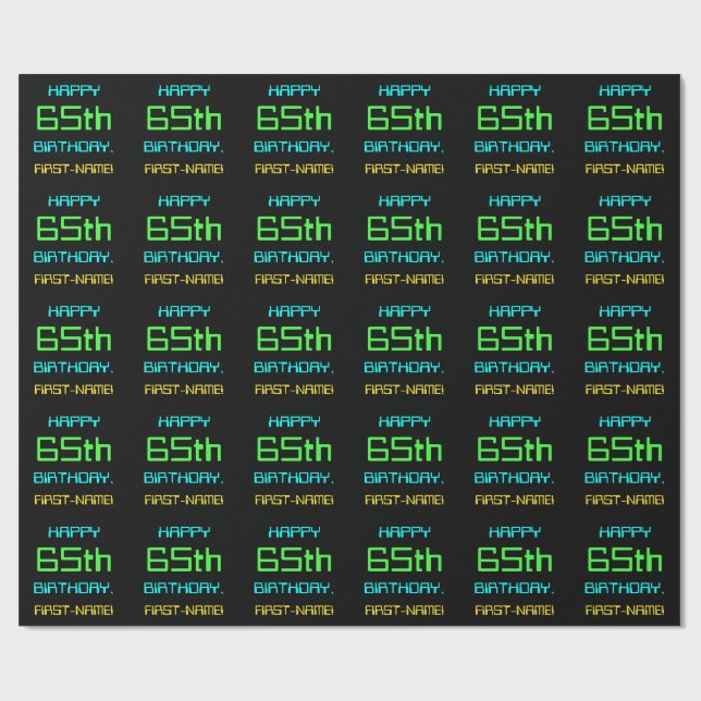 Fun Digital Computing Themed 65th Birthday Wrapping Paper (Flat)