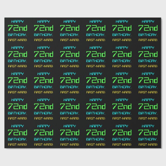 Fun Digital Computing Themed 72nd Birthday Wrapping Paper (Flat)