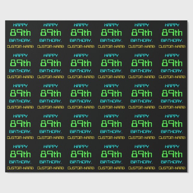 Fun Digital Computing Themed 89th Birthday Wrapping Paper (Flat)