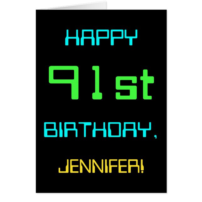 Fun Digital Computing Themed 91st Birthday (Front)