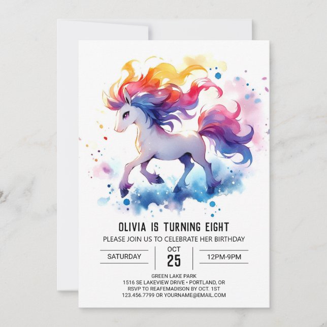 Fun Digital Horse Birthday Invitation (Front)