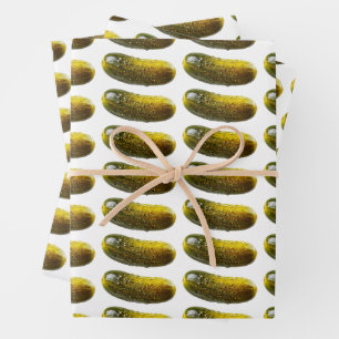 Fun Dill Pickle Pattern – Quirky Design for Foodie Wrapping Paper Sheet