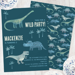 Fun Dinosaur Boys Kids Birthday Party Invitation