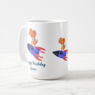 Fun dinosaur colourful rocket School Birthday part Coffee Mug