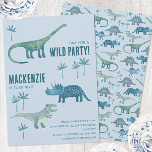 Fun Dinosaur Kids Birthday Party Invitation