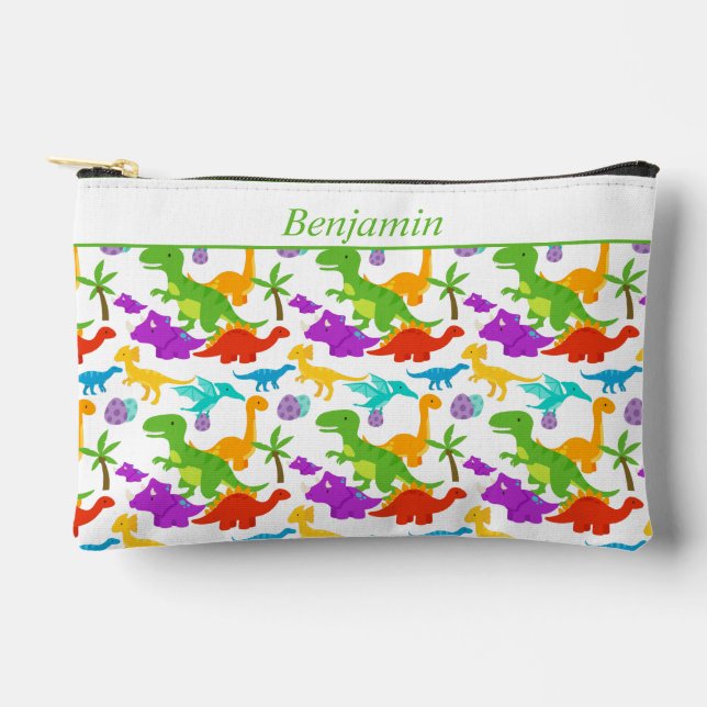 Fun Dinosaur Pattern Colourful Accessory Pouch (Front)