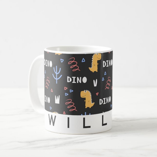 Fun Dinosaur Personalised Kids Coffee Mug (Front Left)