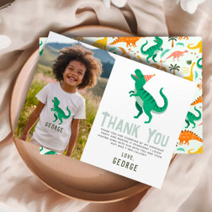 Fun Dinosaur Roarsome Photo Birthday  Thank You Card