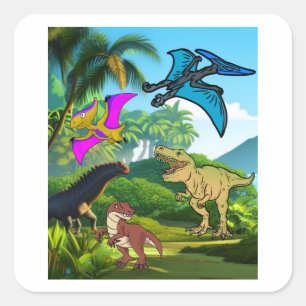 Fun Dinosaur  Square Sticker