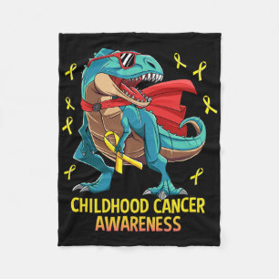 Fun Dinosaur T-rex Childhood Cancer Awareness Boys Fleece Blanket