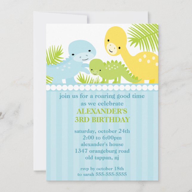 Fun Dinosaurs Birthday Invitation (Front)