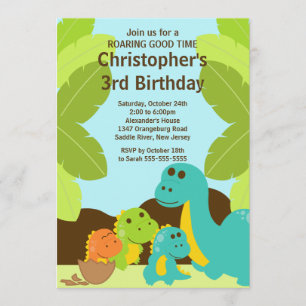 Fun Dinosaurs Birthday Party Invitation