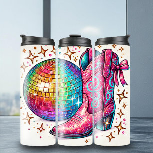Fun Disco Ball Cowboy Boots Thermal Tumbler