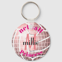 Fun Disco Ball Design Personalised Netball Keyring