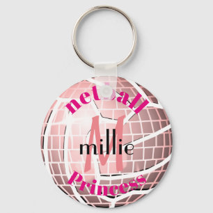 Fun Disco Ball Design Personalised Netball Keyring