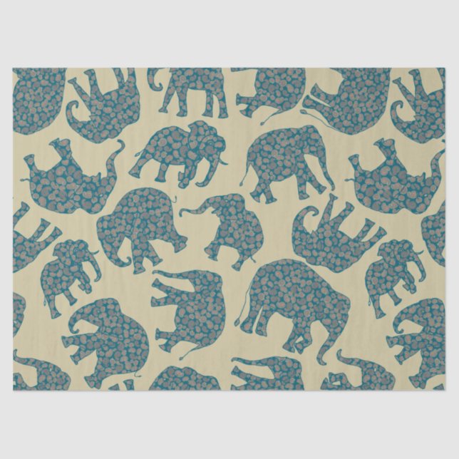 Fun Ditzy Paisley Elephants on Beige Tissue Paper (Front)
