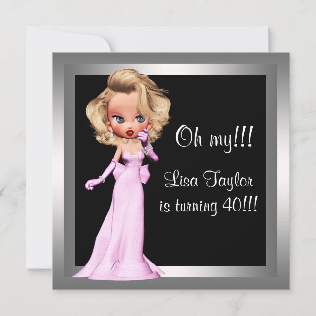 Fun Diva Womans Birthday Party Invitation (Front)