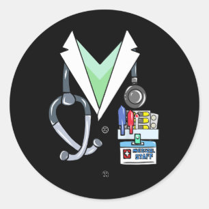 Fun Doctor White Lab Coat Costume Halloween Doctor Classic Round Sticker