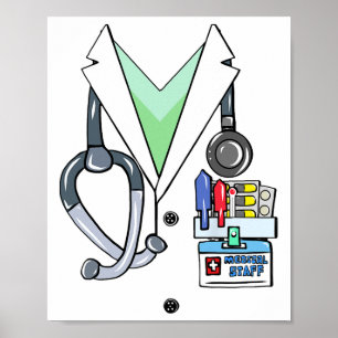 Fun Doctor White Lab Coat Costume Halloween Doctor Poster