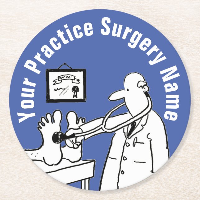 Fun Doctor with Stethoscope Round Paper Coaster (Front)