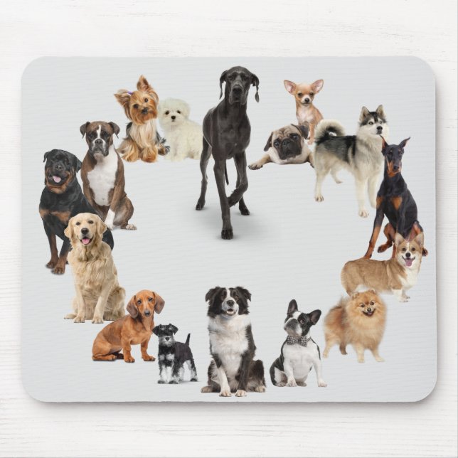 Fun Dog Breed Pet Animals Dog Custom Name Mouse Pad (Front)