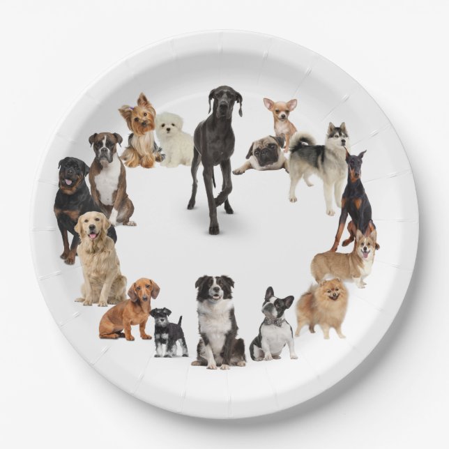 Fun Dog Breed Pet Animals Dog Custom Name Paper Plate (Front)
