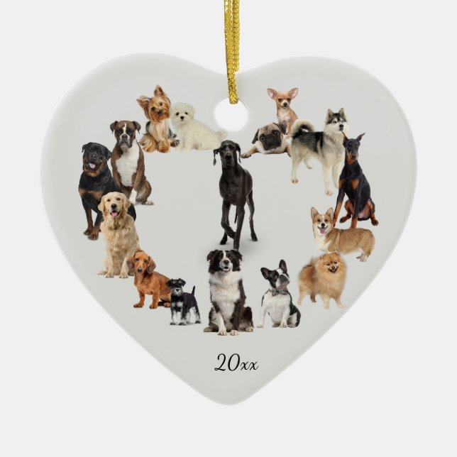 Fun Dog Breed Pet Animals Dog Custom Year Ceramic Ornament (Front)