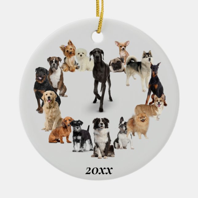 Fun Dog Breed Pet Animals Dog Walking  Ceramic Ornament (Front)