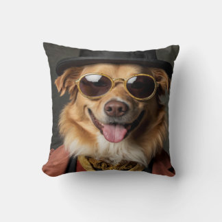 Fun dog. Caniche in aristocratic costume Cushion