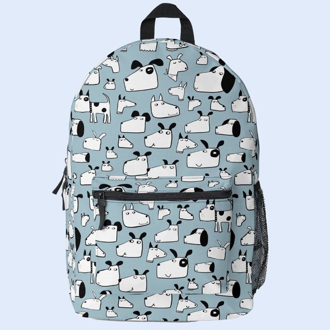 Fun Dog Cartoon Printed Backpack (Fun dog cartoon pattern duck egg blue green backpack)