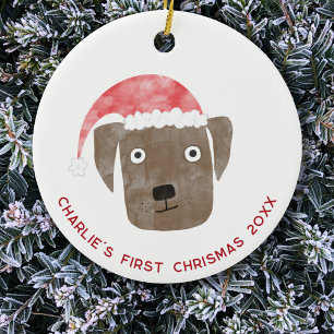 Fun Dog First Christmas Personalised Ceramic Ornament