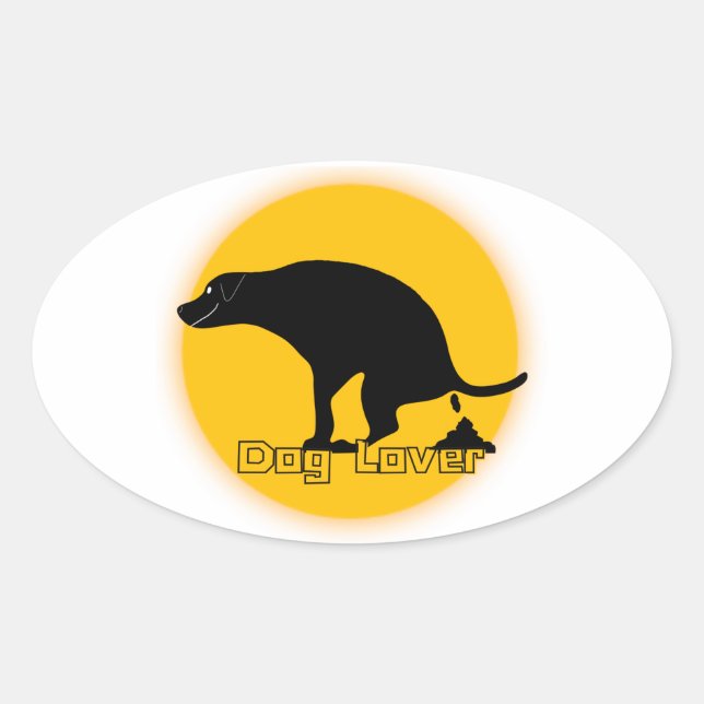 Fun Dog lover Pooping Dog Oval Sticker (Front)