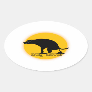 Fun Dog lover Pooping Dog Oval Sticker