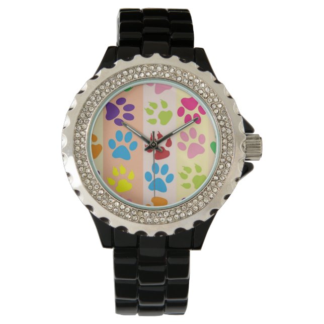 Fun Dog Paw print pattern accessories Dog walker Watch (Front)
