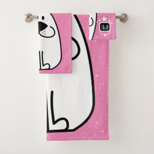 Fun Dog Personalised Monogram Design Bath Towel Set