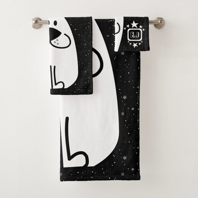 Fun Dog Personalised Monogram Design Bath Towel Set (Insitu)