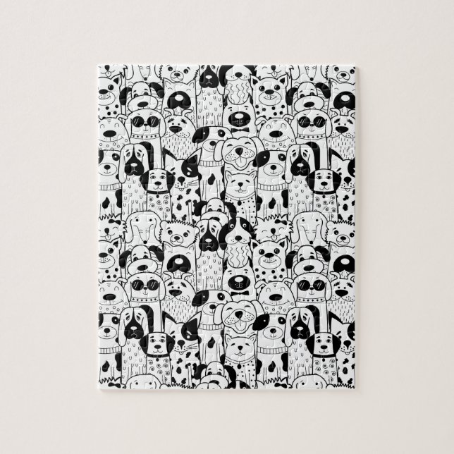 Fun Dog Pet Animal Cartoon Drawing Art Jigsaw Puzzle (Vertical)