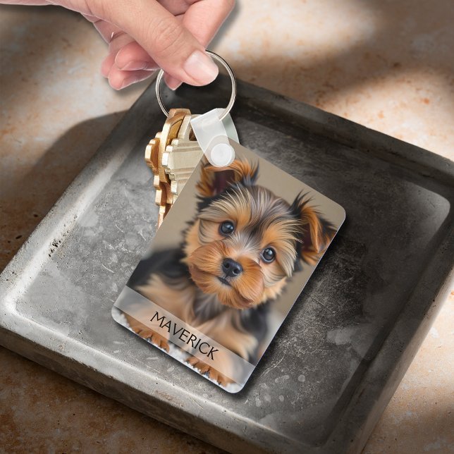 Fun Dog Photo Double Sided Aluminium Key Ring (Fun dog photo double-sided aluminum keepsake keychain)